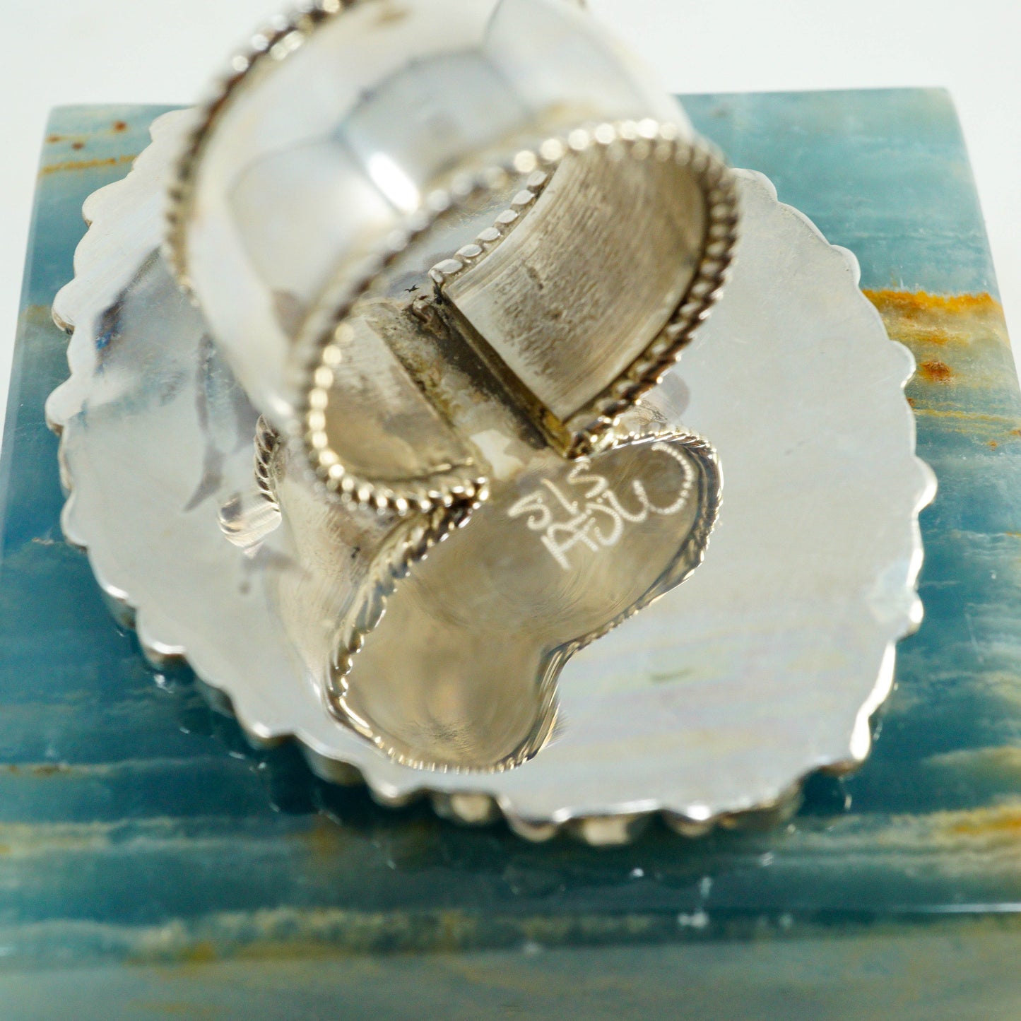 Sleeping Beauty in Sterling Silver Cluster Ring