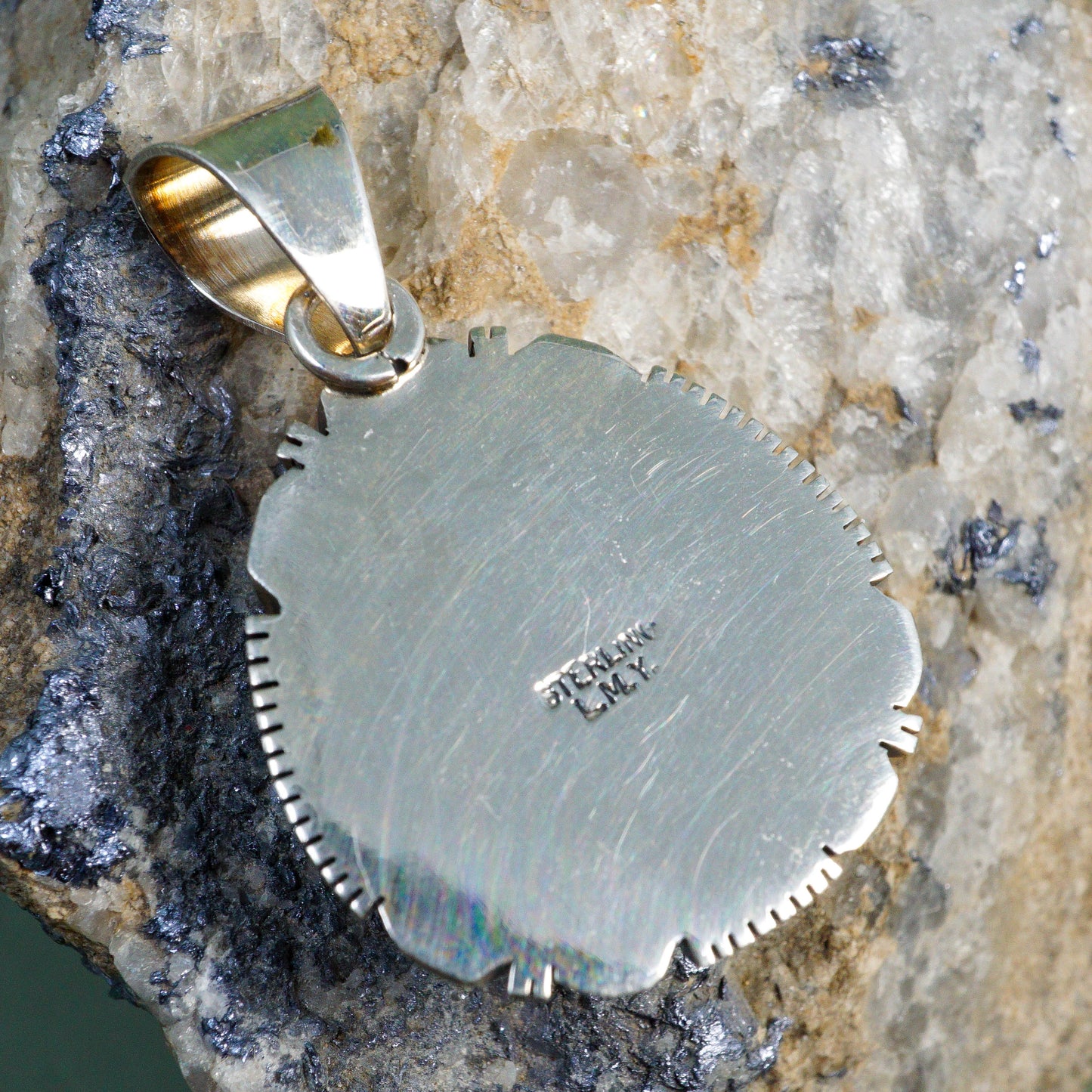 Red Web Kingman Turquoise set in Sterling Silver Pendant
