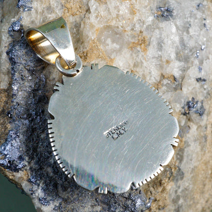 Red Web Kingman Turquoise set in Sterling Silver Pendant
