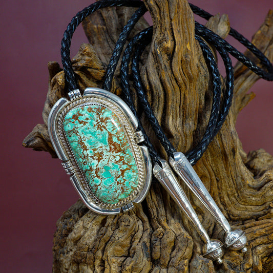 Royston Turquoise in Sterling Silver Bolo Tie