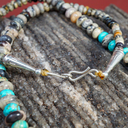 Rare "Frog Serpentine" and Kingman Turquoise Necklace