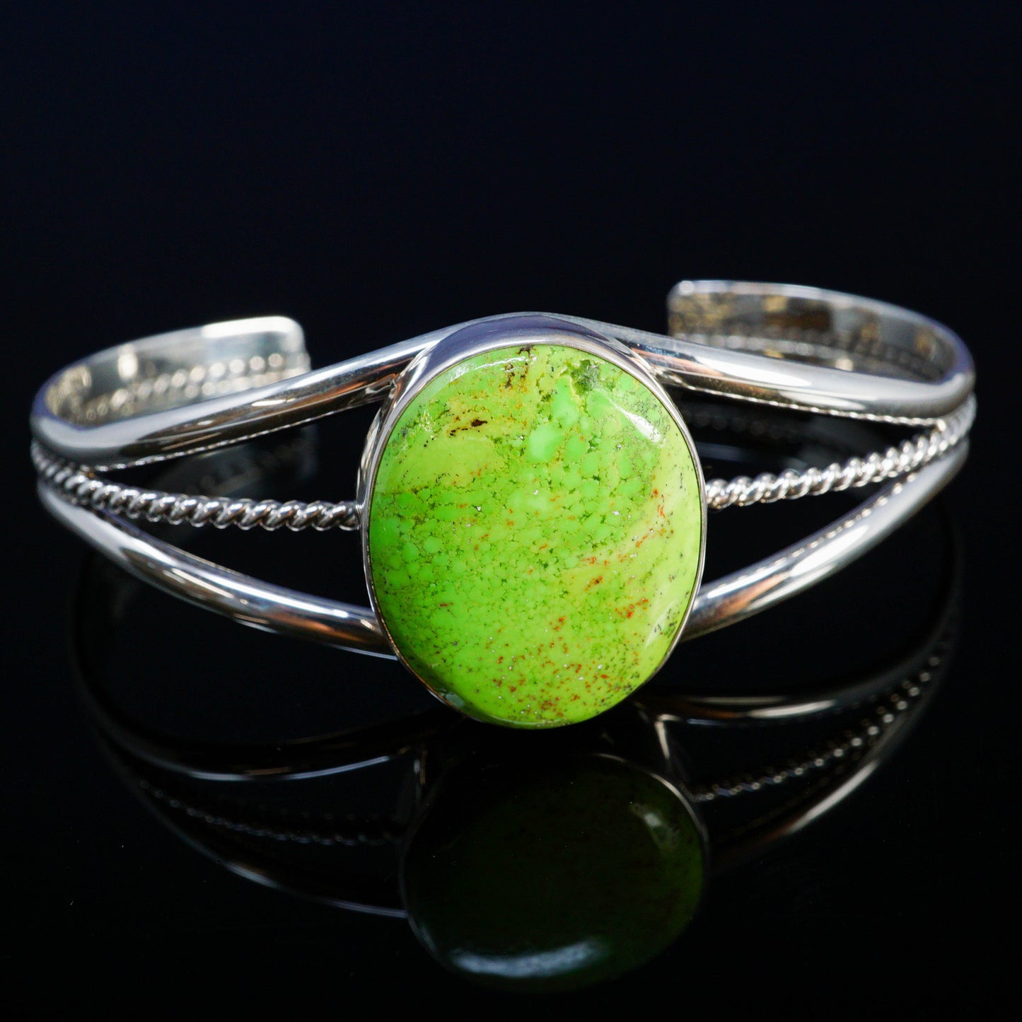 Large Gaspeite in Sterling Silver Cuff