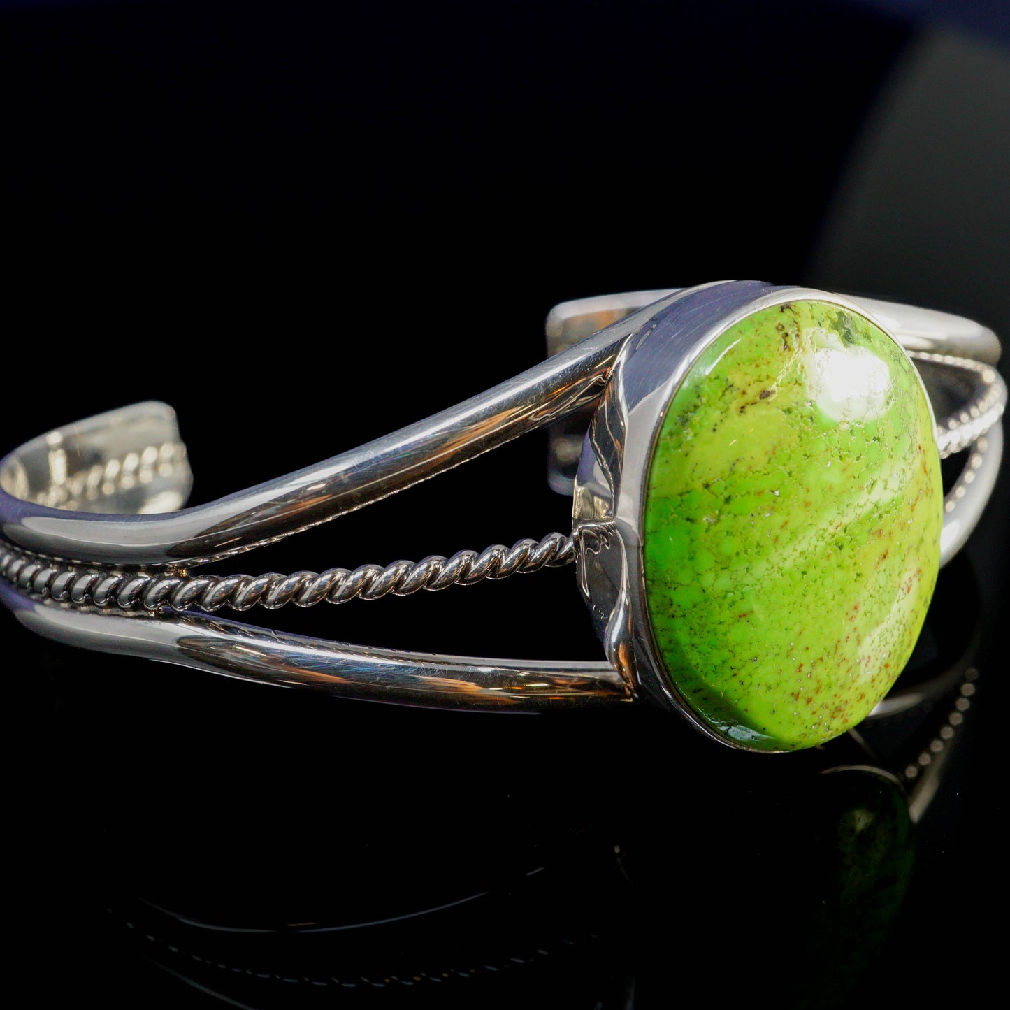 Large Gaspeite in Sterling Silver Cuff