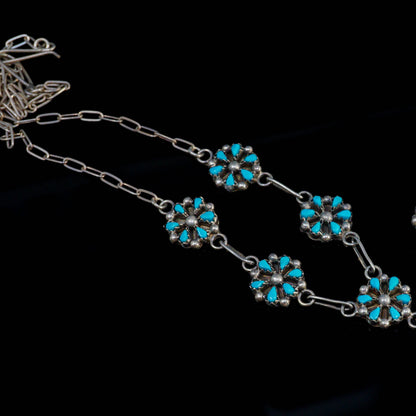 Sleeping Beauty Mini Flower Cluster Lariat with Earrings