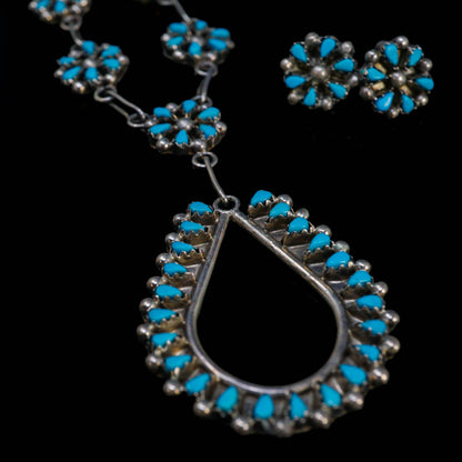 Sleeping Beauty Mini Flower Cluster Lariat with Earrings