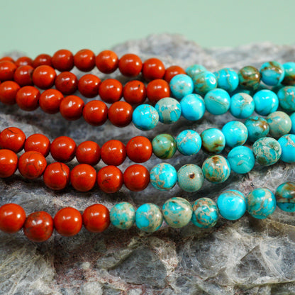 3-Strand Kingman Blue Turquoise with Minnesota Pipestone