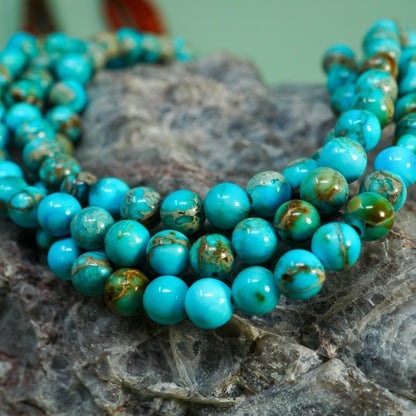 3-Strand Kingman Blue Turquoise with Minnesota Pipestone