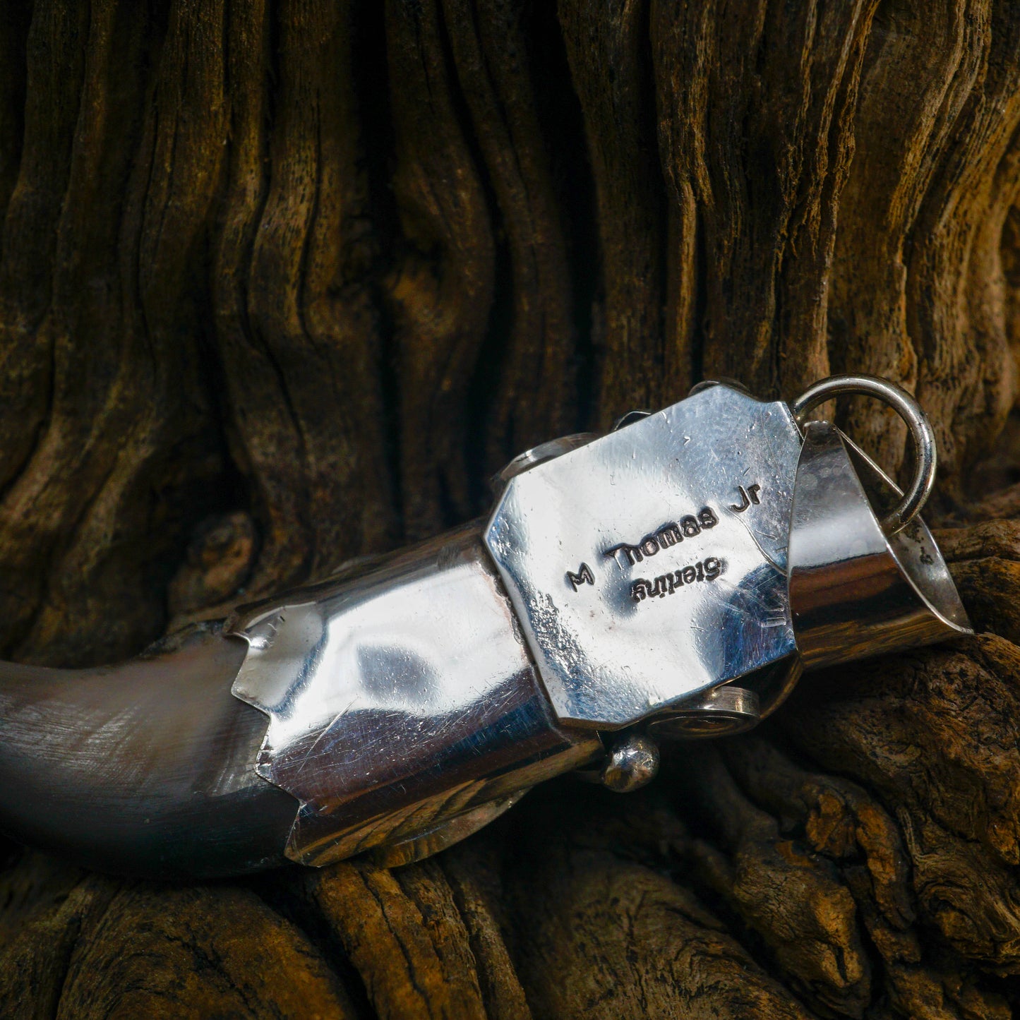 Kingman Turquoise & Bear Claw Sterling Silver Pendant