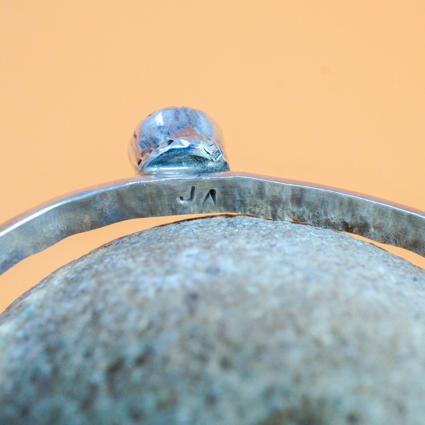 Baby Sterling Silver Cuff with Single Lapis Stone