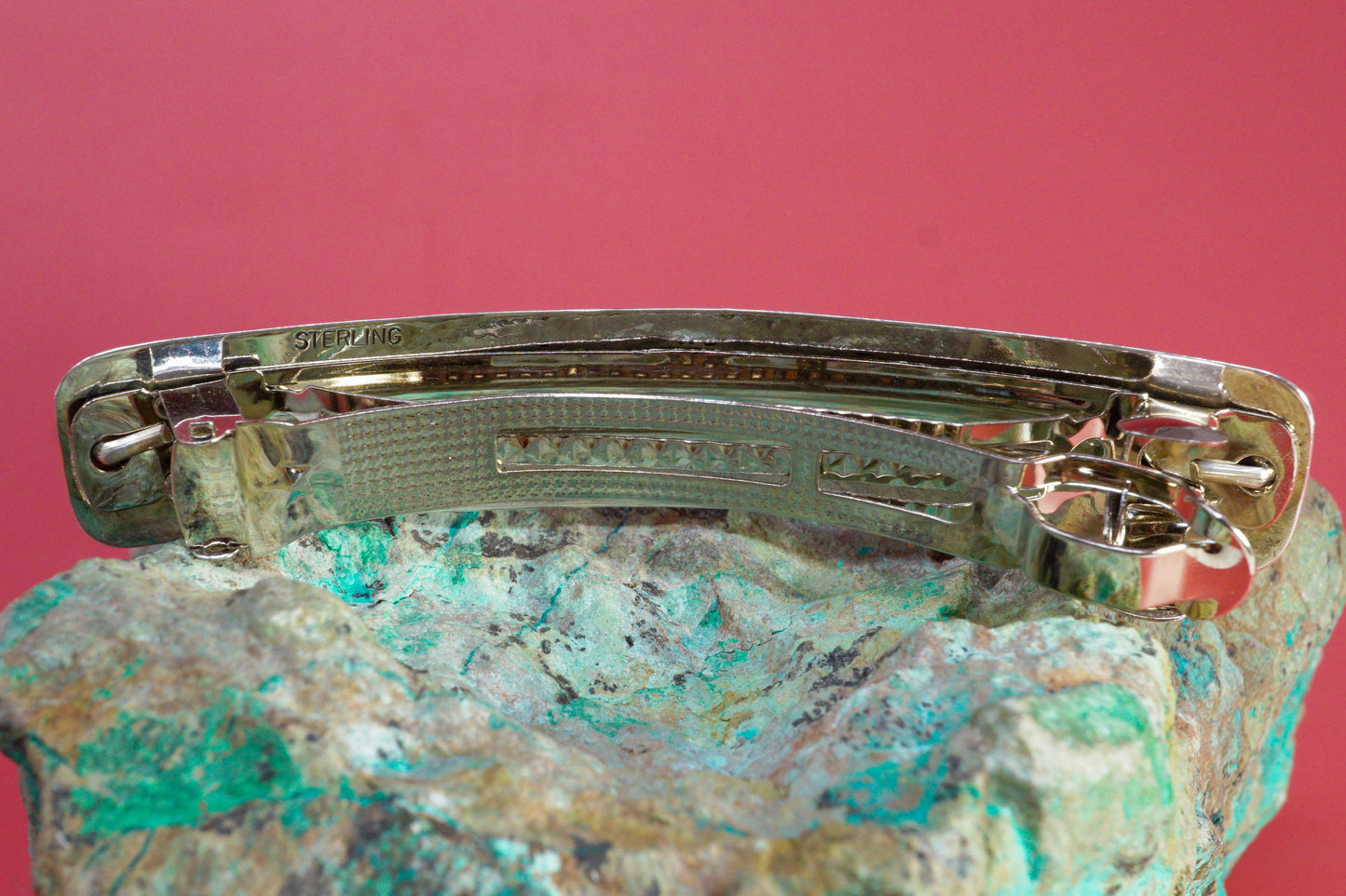 Classic Sterling Silver Barrette with Kingman Turquoise