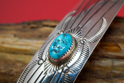 Classic Sterling Silver Barrette with Kingman Turquoise