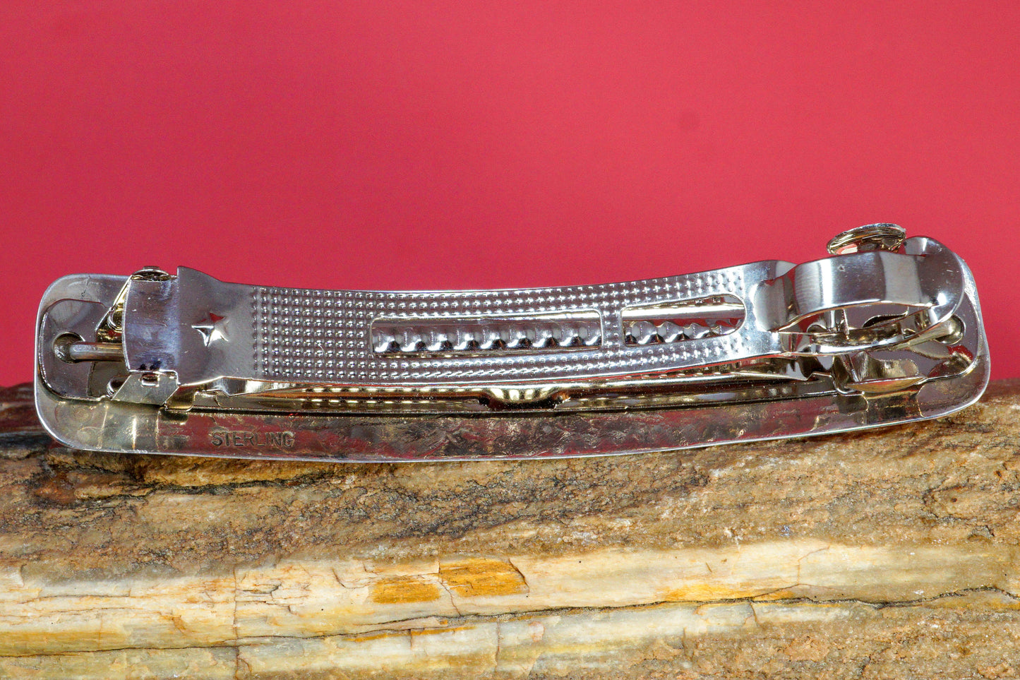 Classic Sterling Silver Barrette with Kingman Turquoise