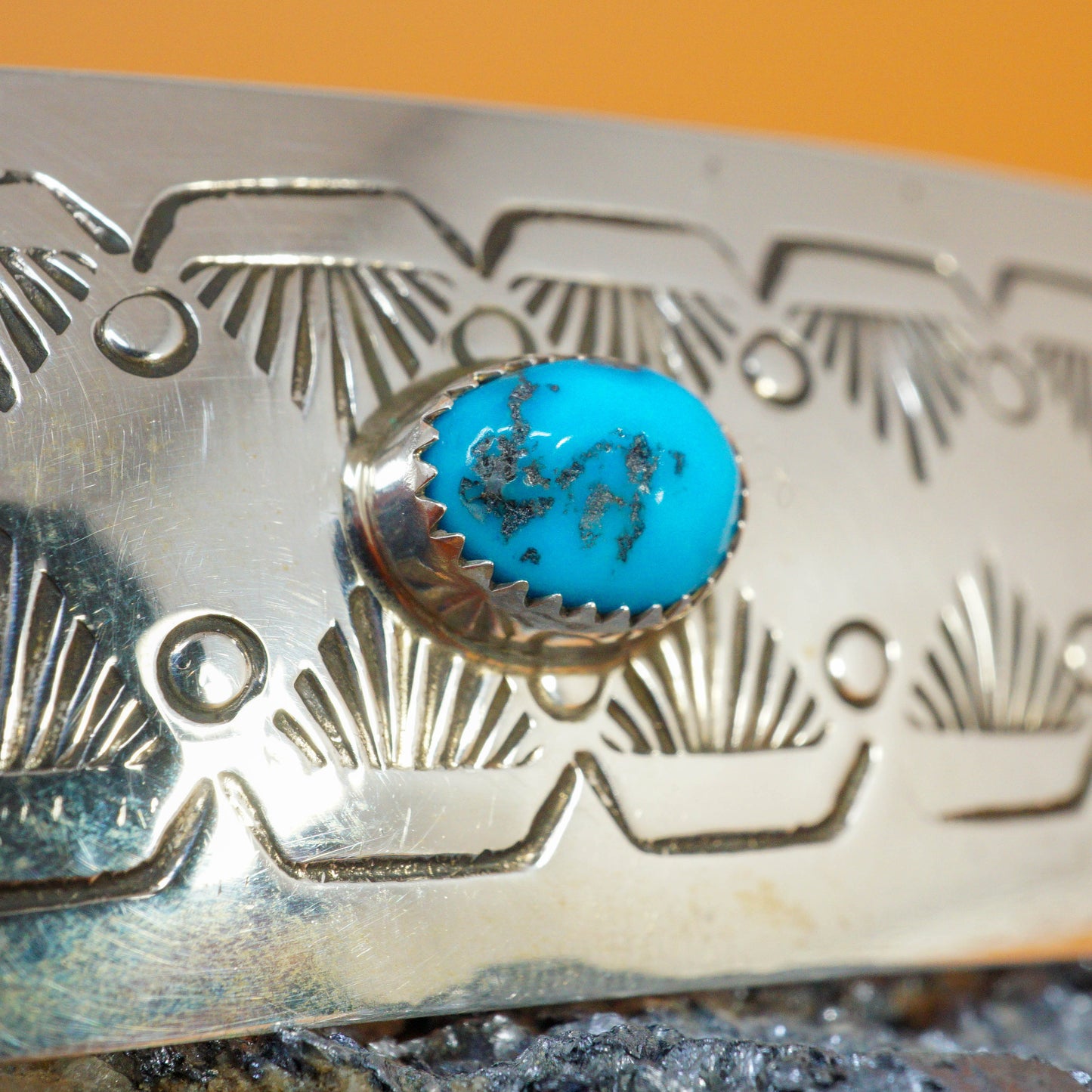 Sterling Silver Barrette with High Grade Kingman Turquoise