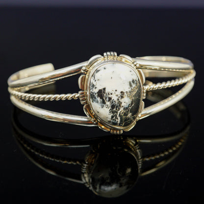 White Buffalo Sterling Silver Cuff