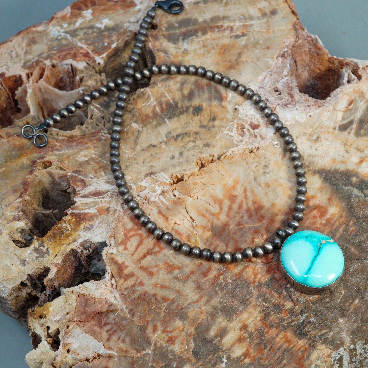 Patina Sterling Silver Navajo Pearl &  Sonoran Gold Pendant