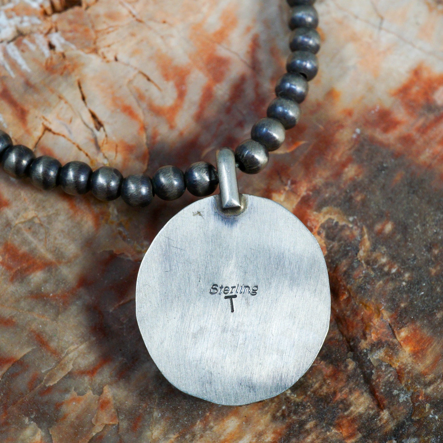 Patina Sterling Silver Navajo Pearl &  Sonoran Gold Pendant