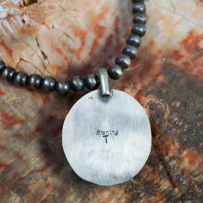 Patina Sterling Silver Navajo Pearl &  Sonoran Gold Pendant
