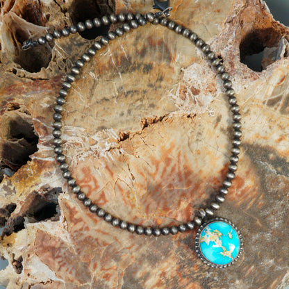 Patina Sterling Silver Navajo Pearls & Sonoran Gold Pendant