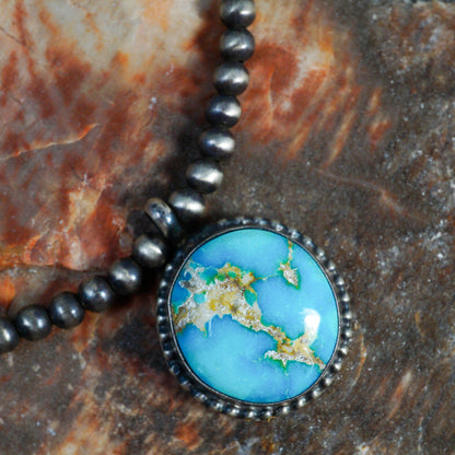Patina Sterling Silver Navajo Pearls & Sonoran Gold Pendant