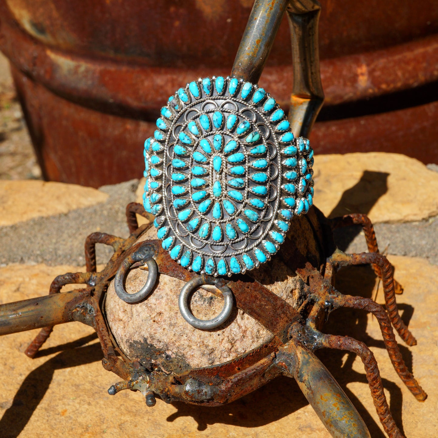 Vintage Style Kingman Turquoise Cluster Cuff
