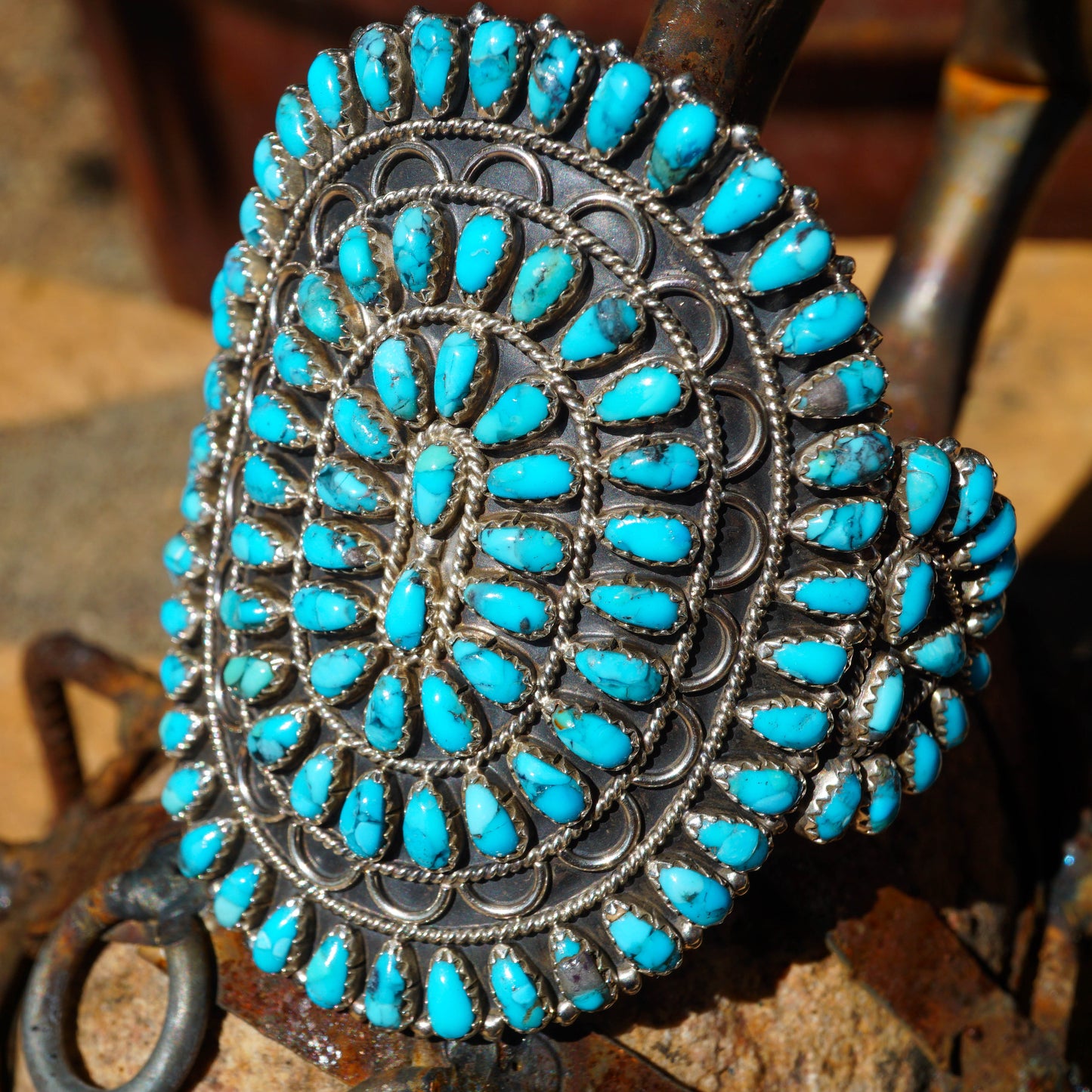 Vintage Style Kingman Turquoise Cluster Cuff