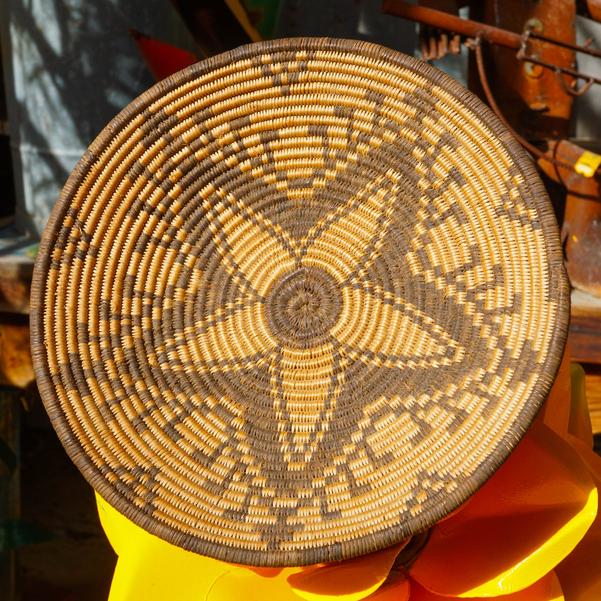 "Radiating Star" Vintage Yavapai Apache Flat Basket