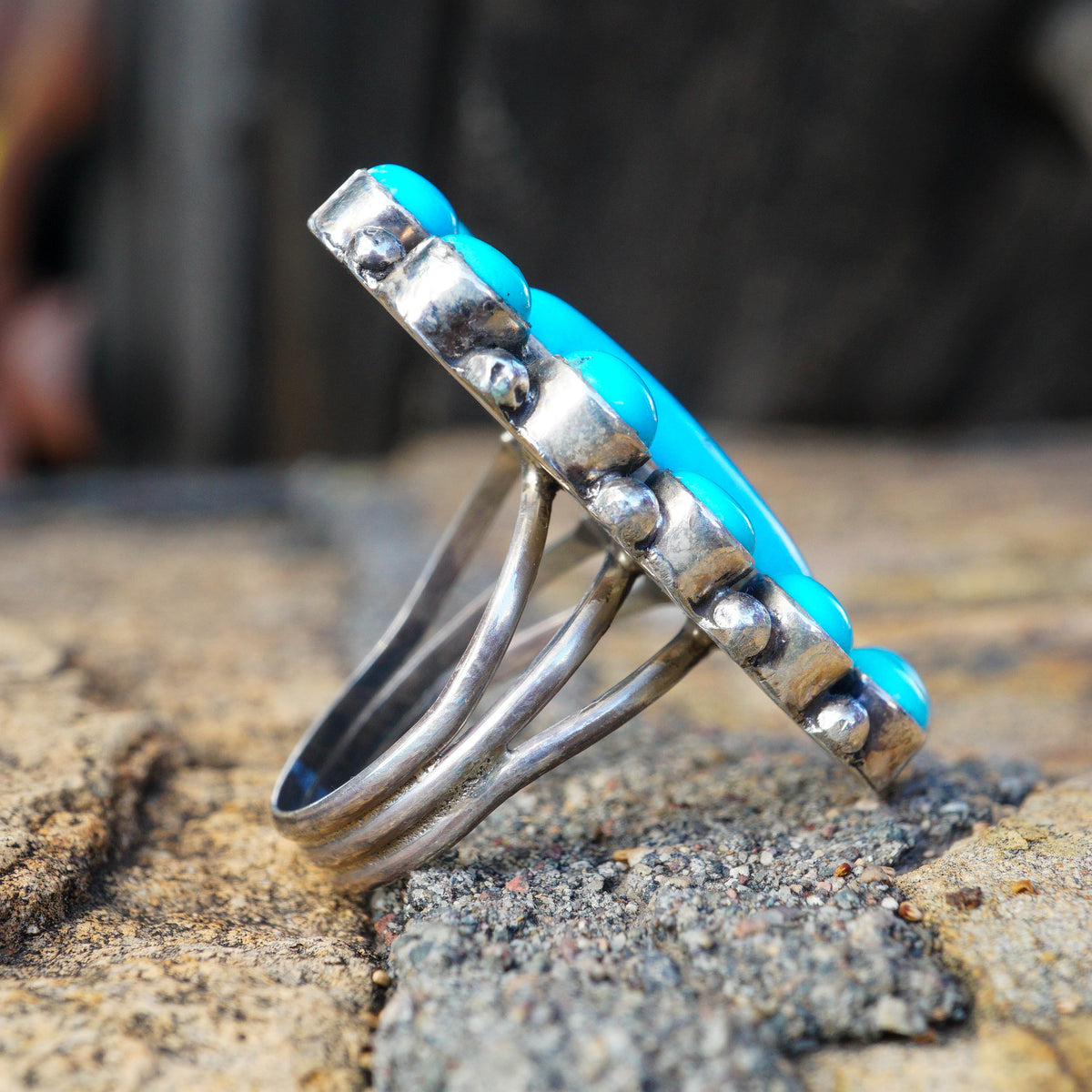 Kingman Turquoise Cluster Ring