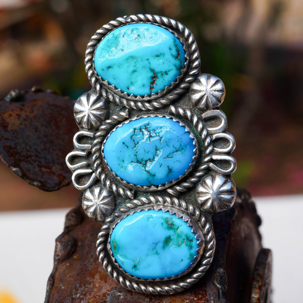 Vintage Style 3-Kingman Stone Ring