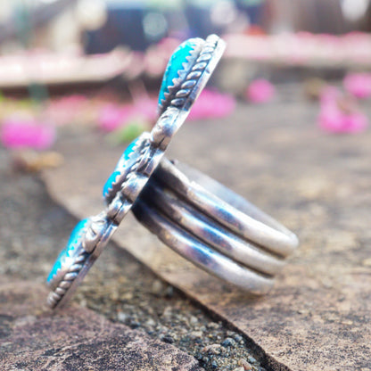Vintage Style 3-Kingman Stone Ring