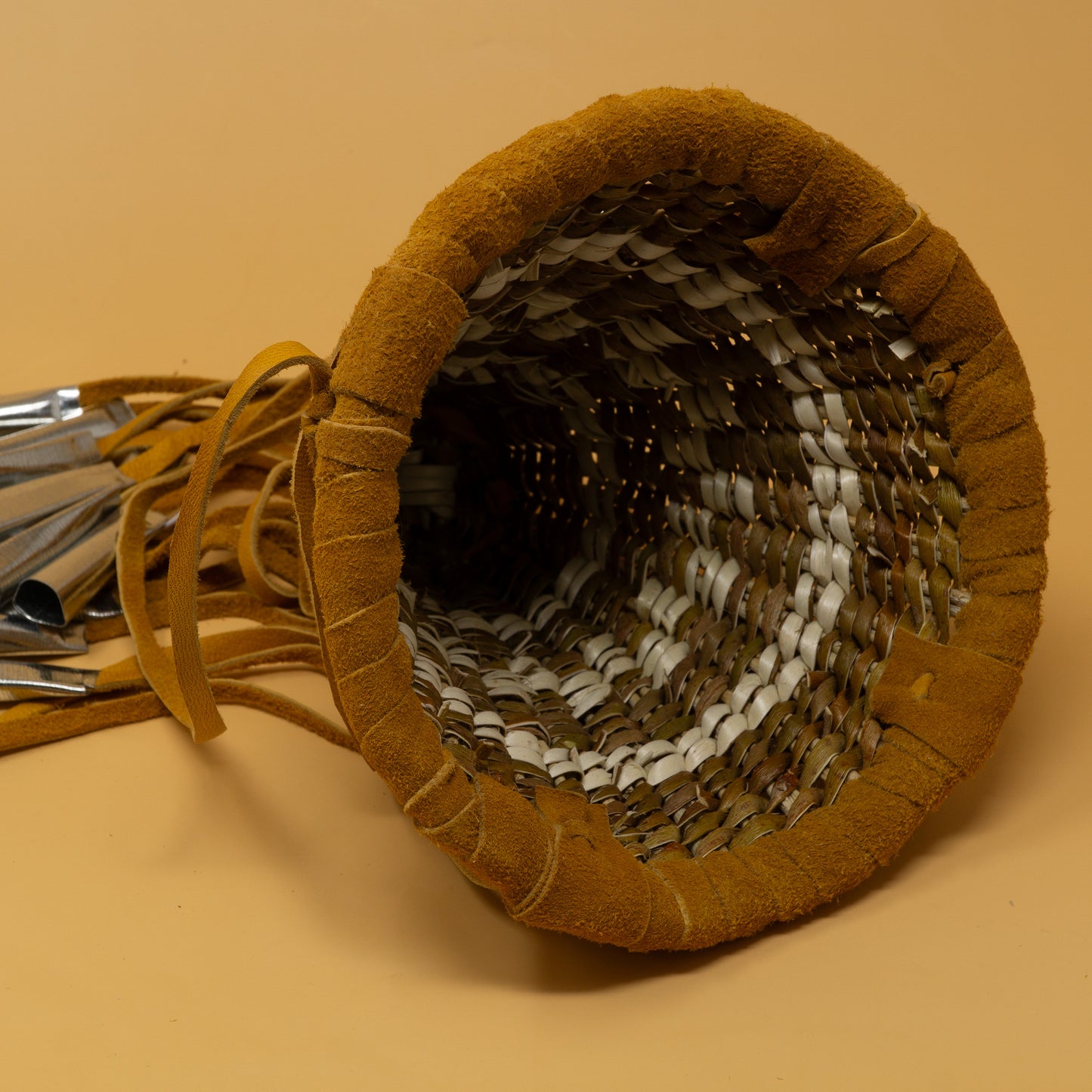 6" Diameter Apache Burden Basket | Brown Stripes