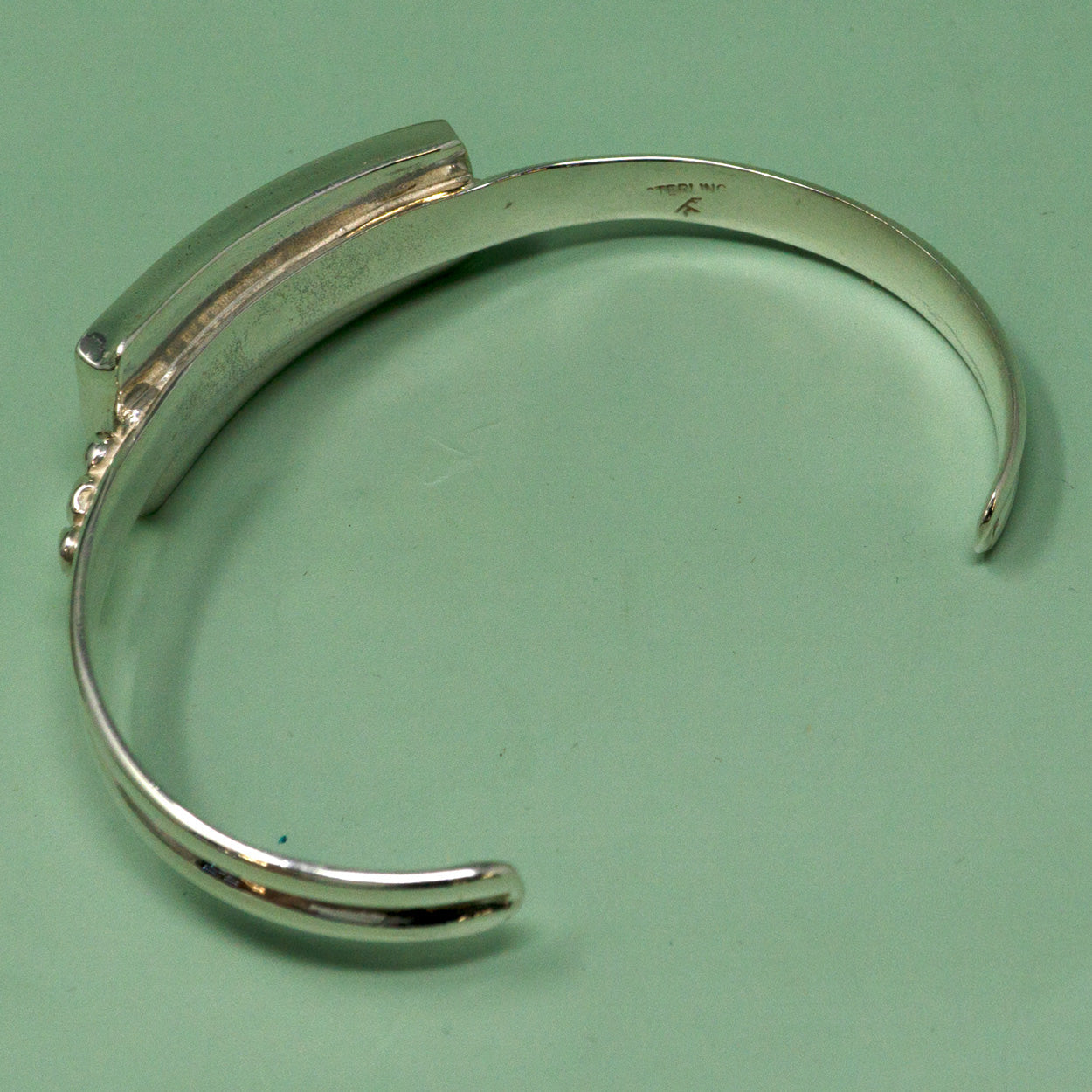 Spiny Oyster Shell Zuni-Style Inlay Polished Silver Cuff Bracelet