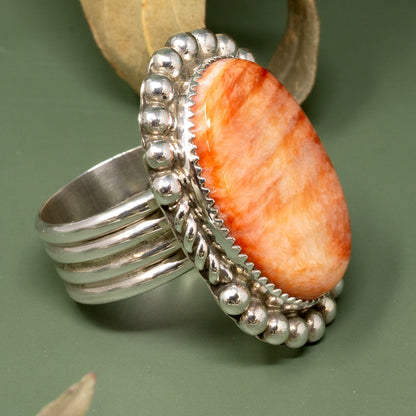 Spiny Oyster Shell Sterling Silver Ring by JA | Size 10