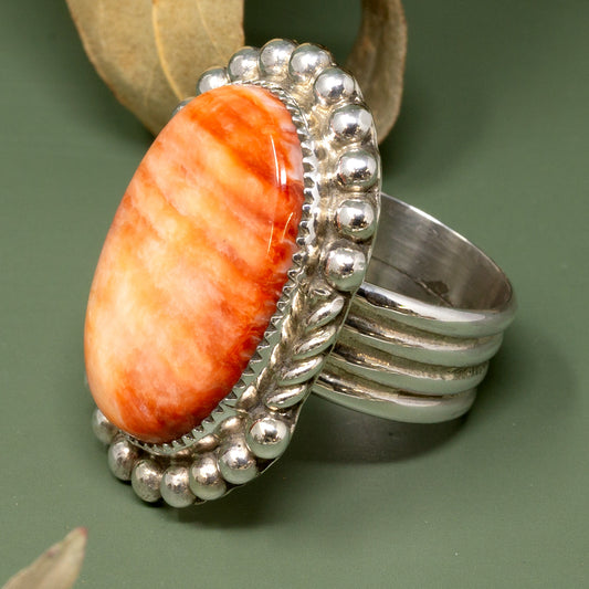 Spiny Oyster Shell Sterling Silver Ring by JA | Size 10