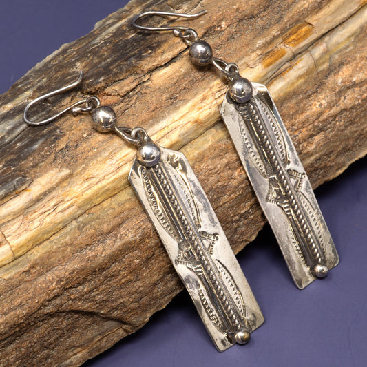 Stamped Sterling Silver Hook Earrings | John Aguilar
