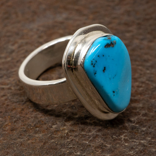 Morenci Turquoise Modern Setting Ring by Marie Jackson | Size 9.25