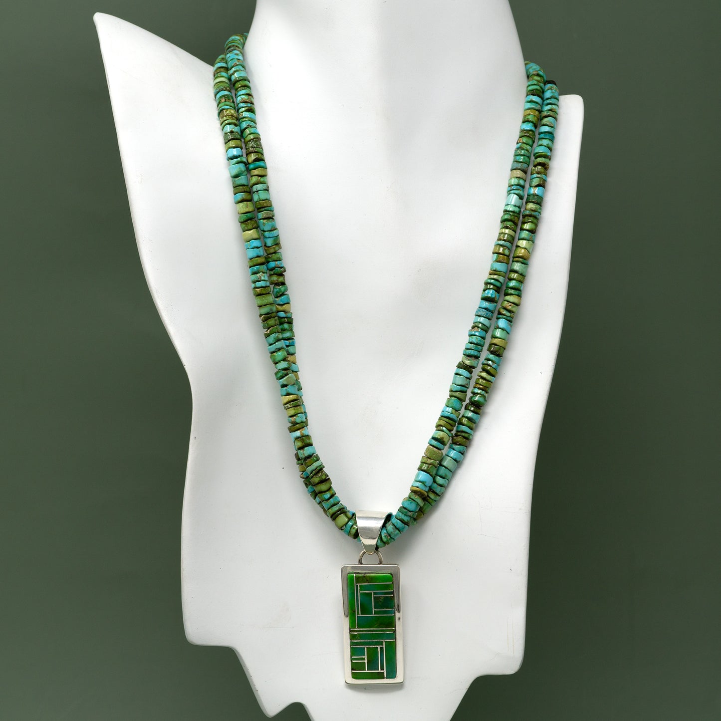 Sonoran Gold Beaded Necklace with Mosiac Lapidary Pendant | Tommy Jackson