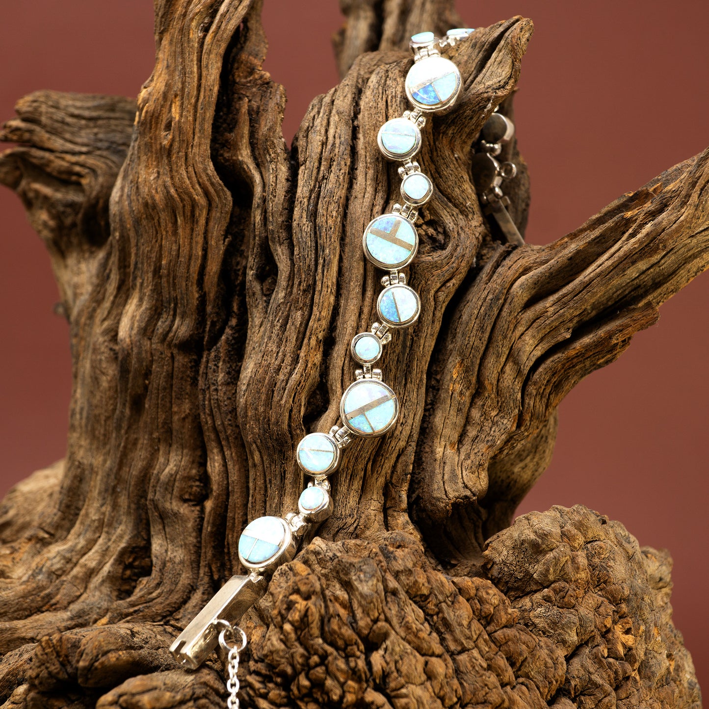 Snow Drop Zuni Lapidary Linked Bracelet | Touch of Santa Fe
