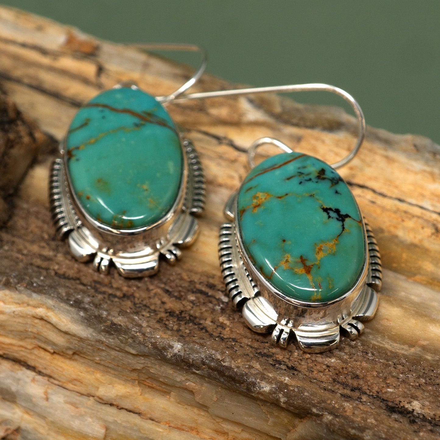 Sonoran Gold Turquoise Earrings in Sterling Silver | Hook Style