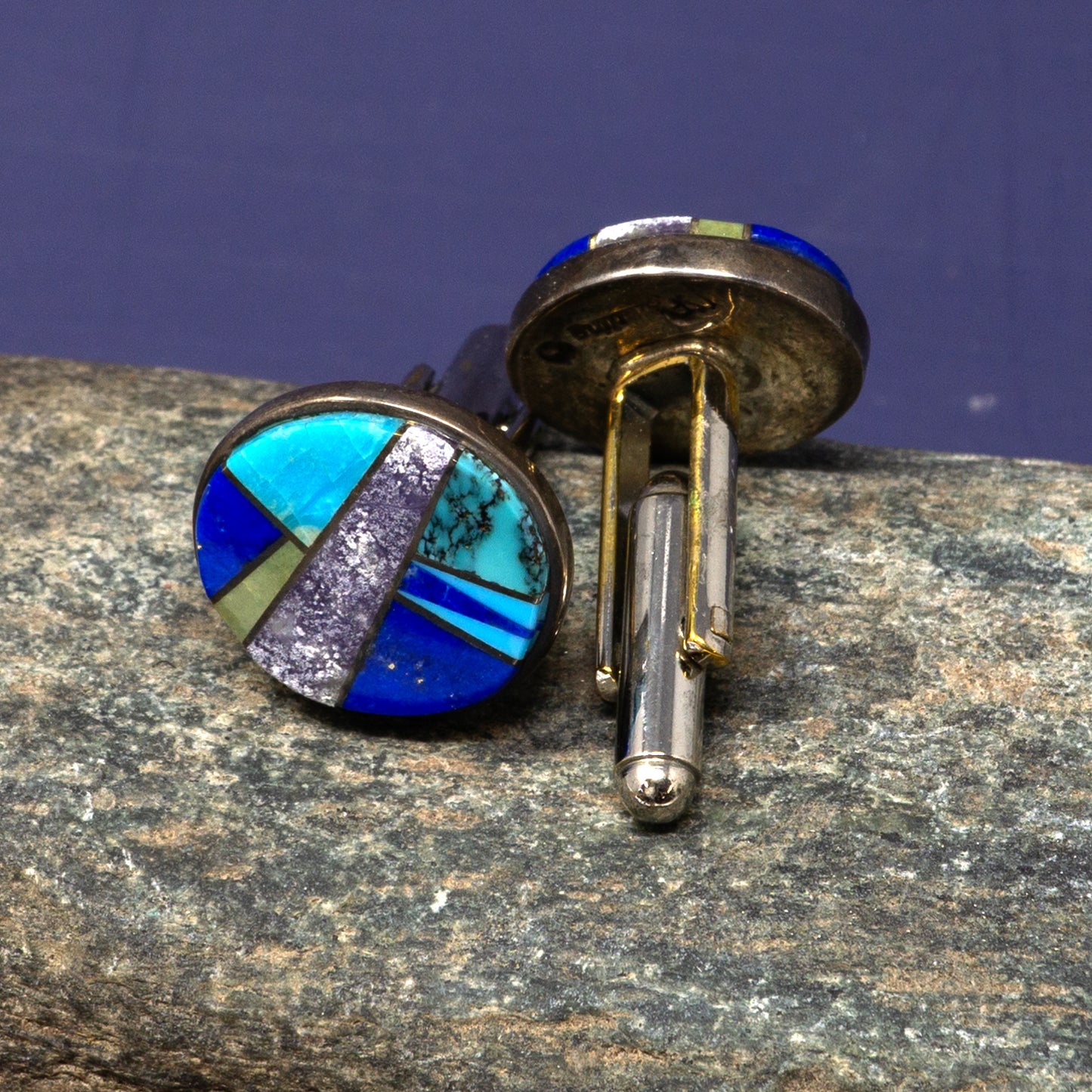 Turquoise, Lapis, Olive Cufflinks by Touch of Santa Fe