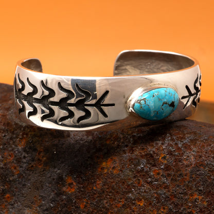 Kingman Turquoise in Silver Cuff Bracelet | Berna & Anderson Koinva