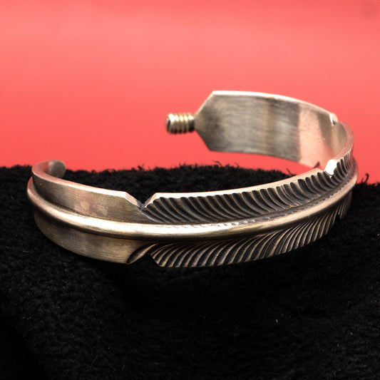Narrow 1/2" Feather Sterling Silver Cuff Bracelet | Chris Charley