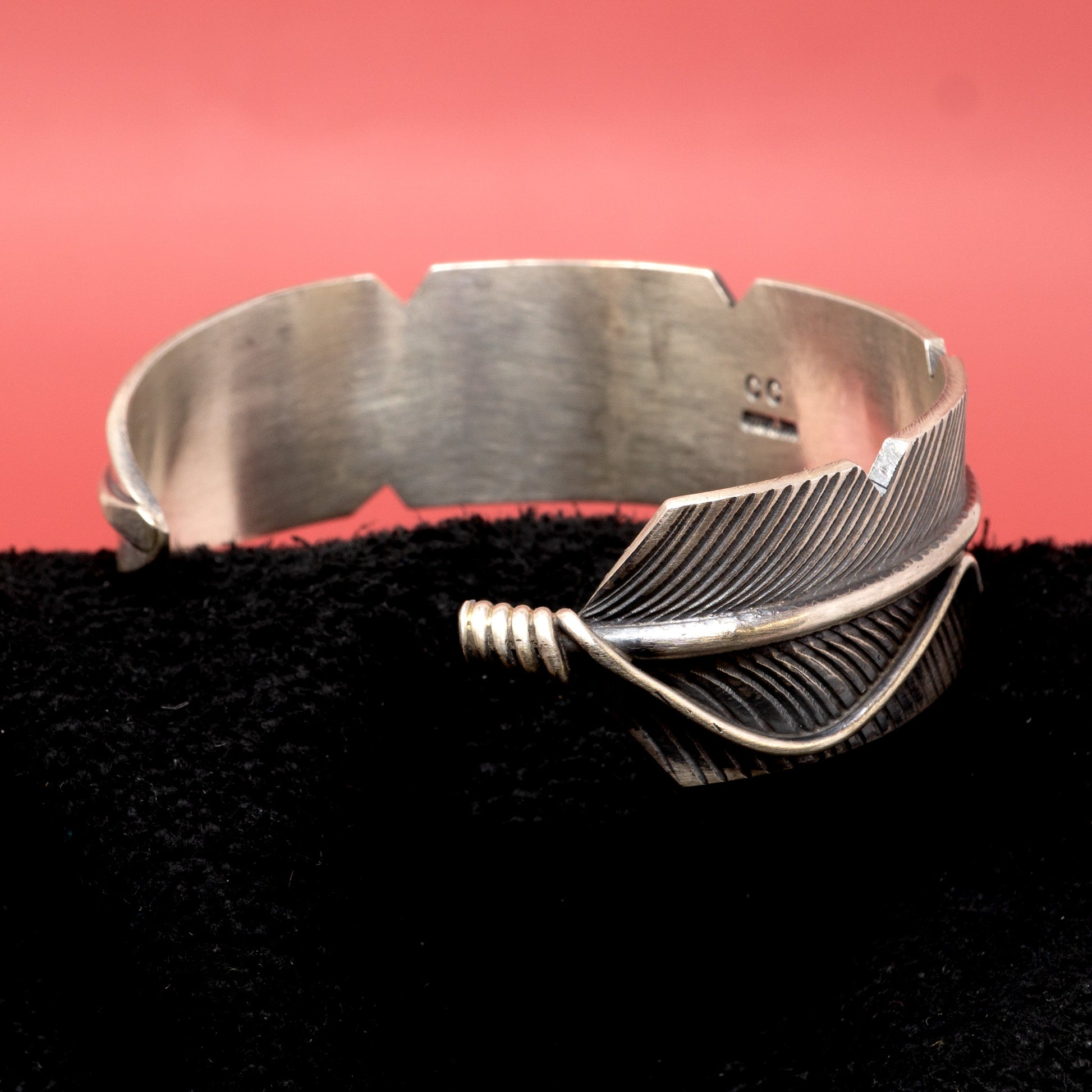Sterling Silver Wide Feather Cuff Bracelet Chris Charley