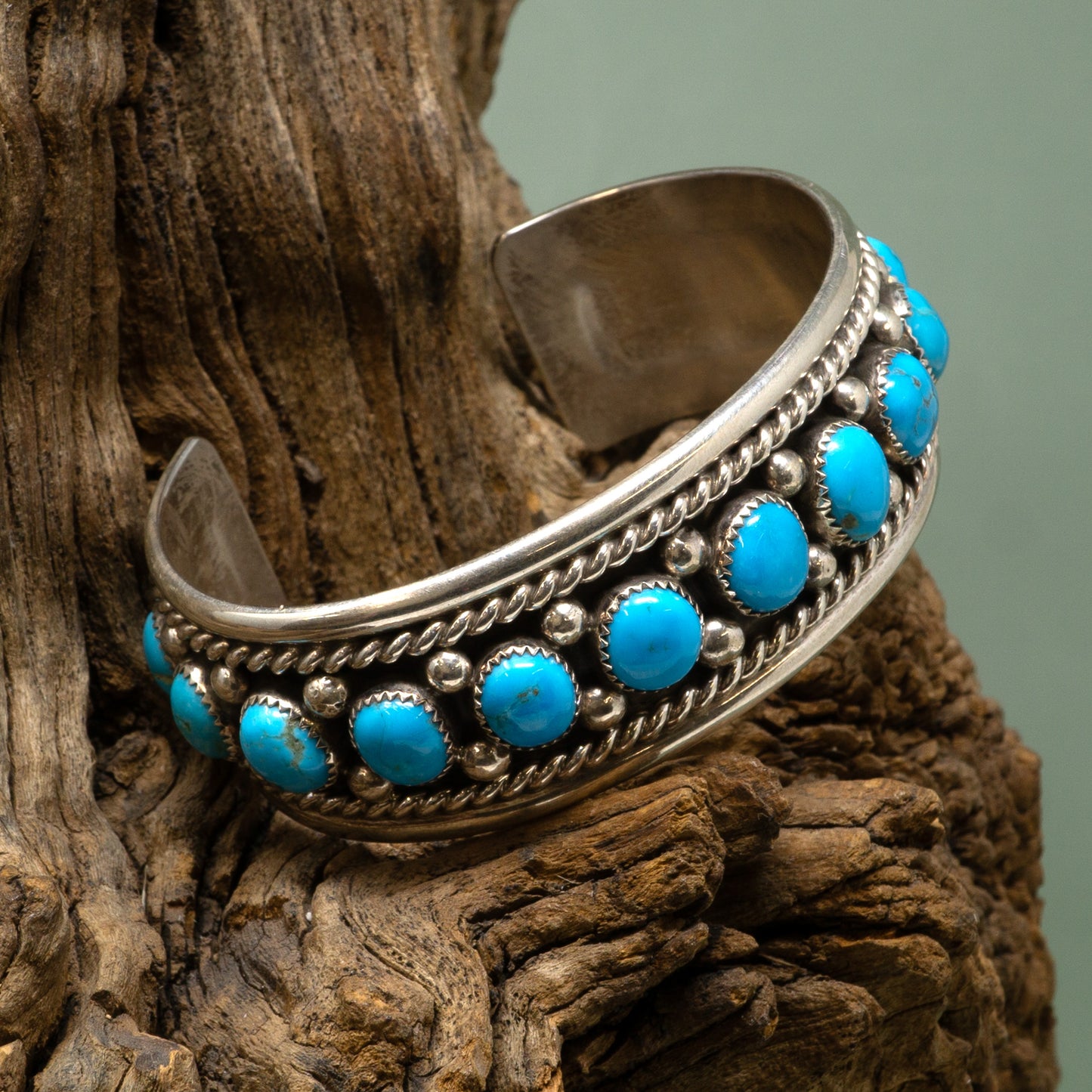 Turquoise & Silver Cuff Bracelet by Chris Charley