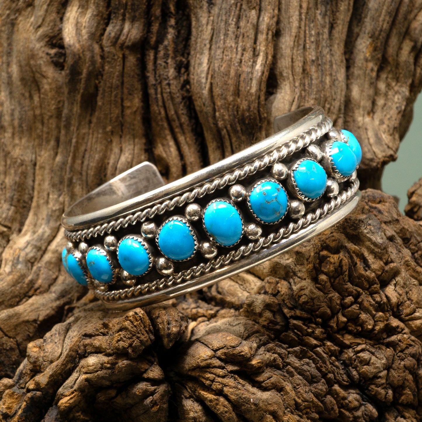 Turquoise & Silver Cuff Bracelet by Chris Charley
