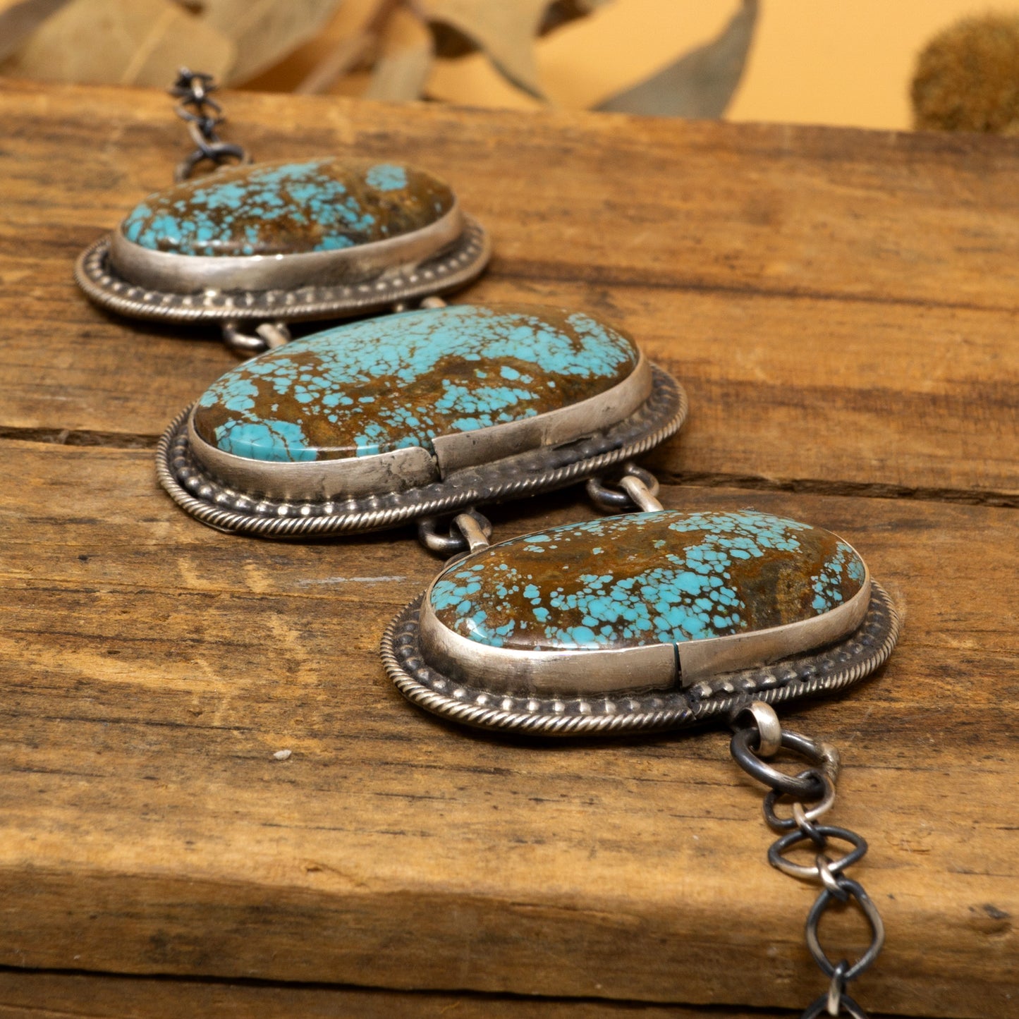 3 Kingman Turquoise Linked Cabochon Bracelet