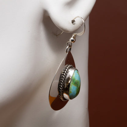 Royston Turquoise Sterling Silver Teardrop Hook Earrings