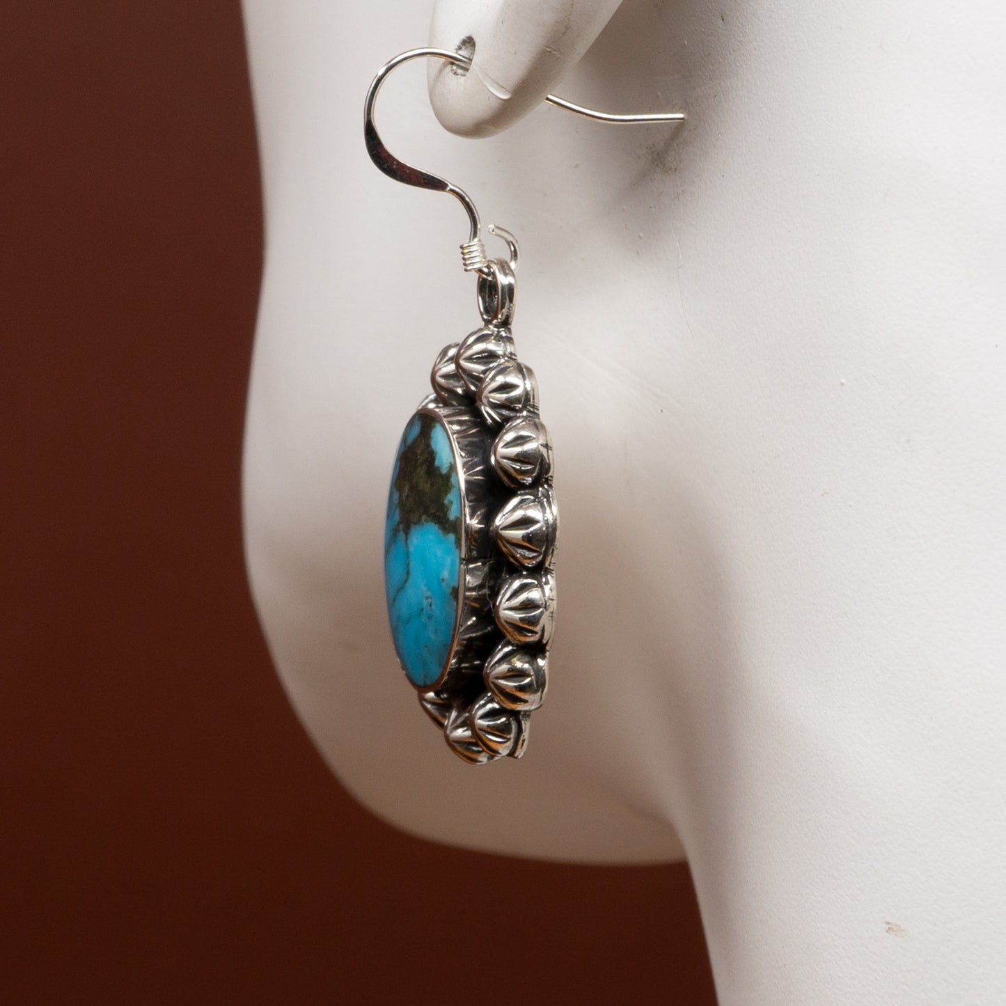 Morenci Turquoise Oval Cabachon Sterling Silver Earrings