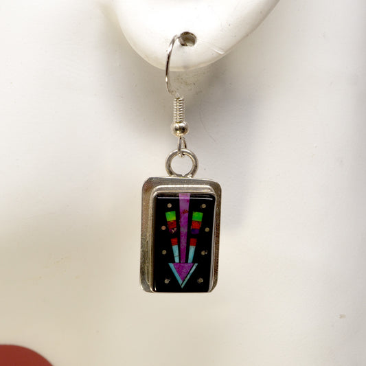 Micro Mosaic Inlay Rectangle Earrings | Navajo Sylvana Apache