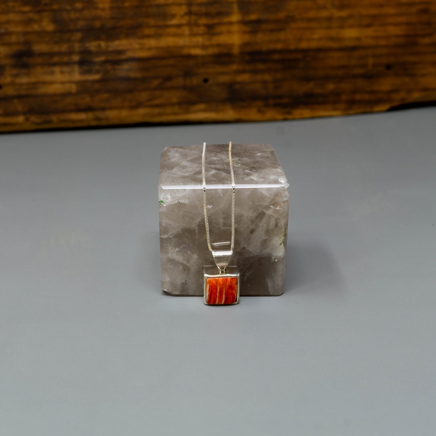 Square Spiny Oyster Pendant Necklace