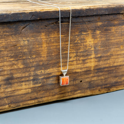 Square Spiny Oyster Pendant Necklace